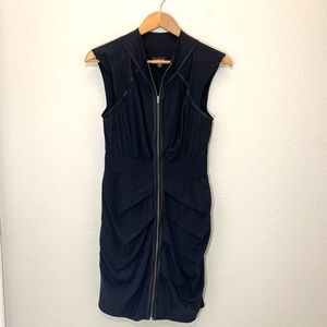 Bebe black silk blend zipper fitted dress medium